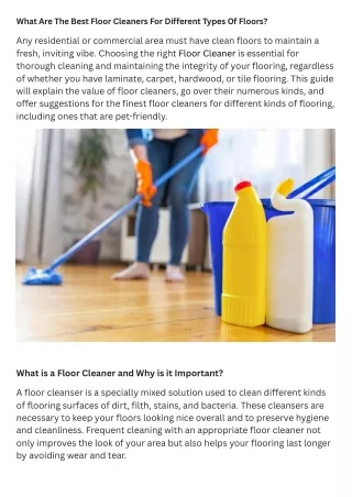 What Are The Best Floor Cleaners For Different Types Of Floors
