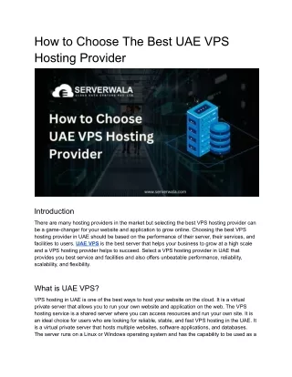 How to Choose UAE VPS Hosting Provider