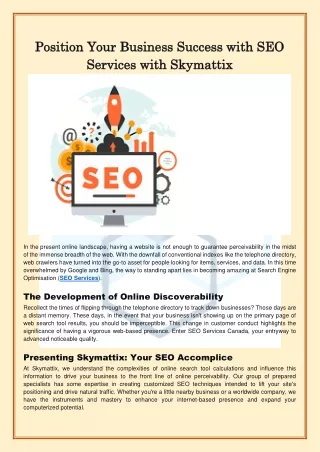 position your business success with seo position