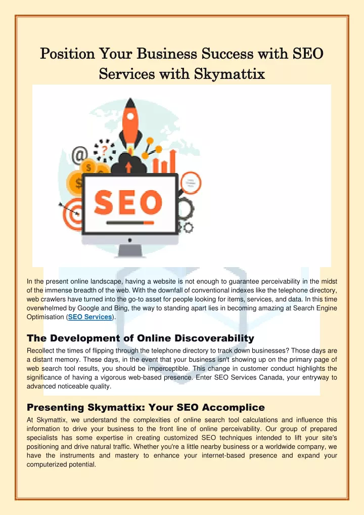 position your business success with seo position