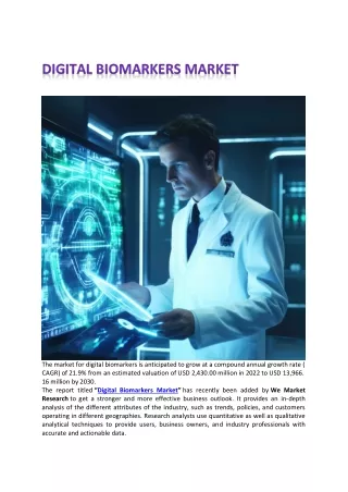 the market for digital biomarkers is anticipated