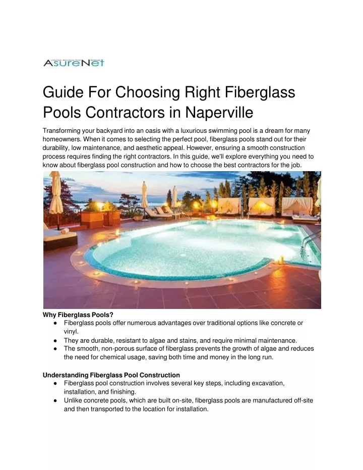 guide for choosing right fiberglass pools