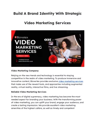 Build A Brand Identity With Strategic Video Marketing Services