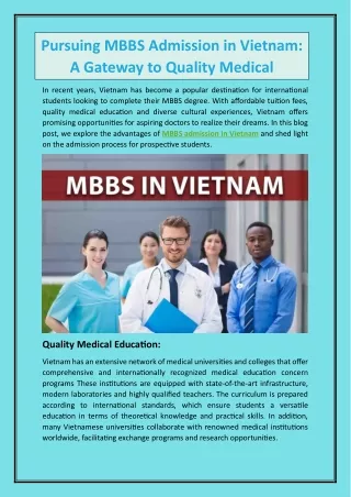 mbbs admission in Vietnam