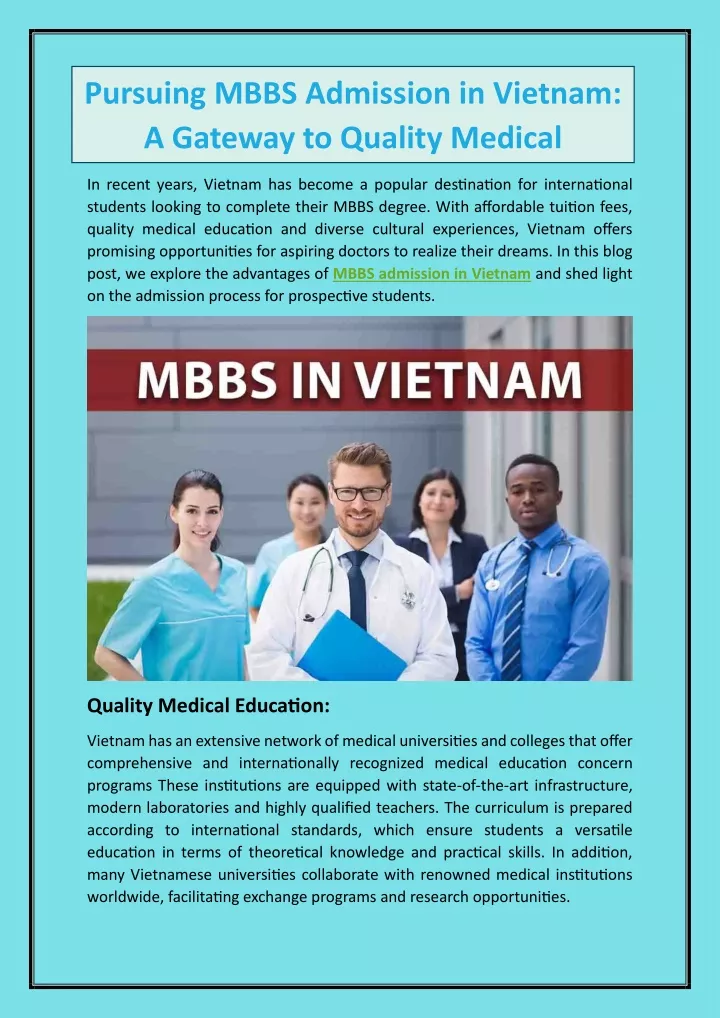 pursuing mbbs admission in vietnam a gateway