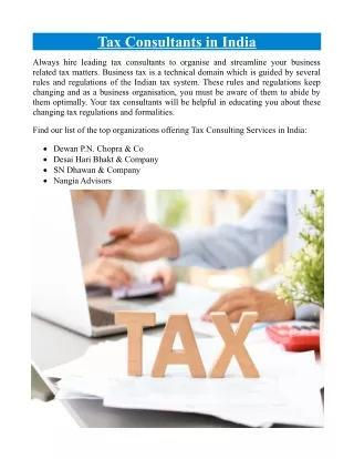Top Tax Consultants in India