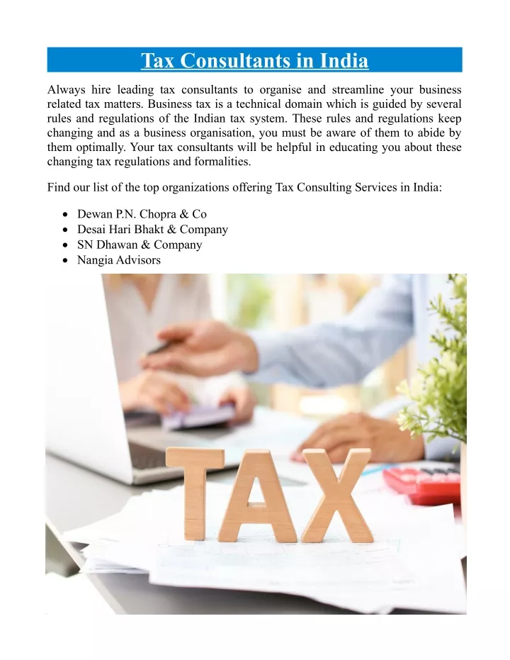 tax consultants in india