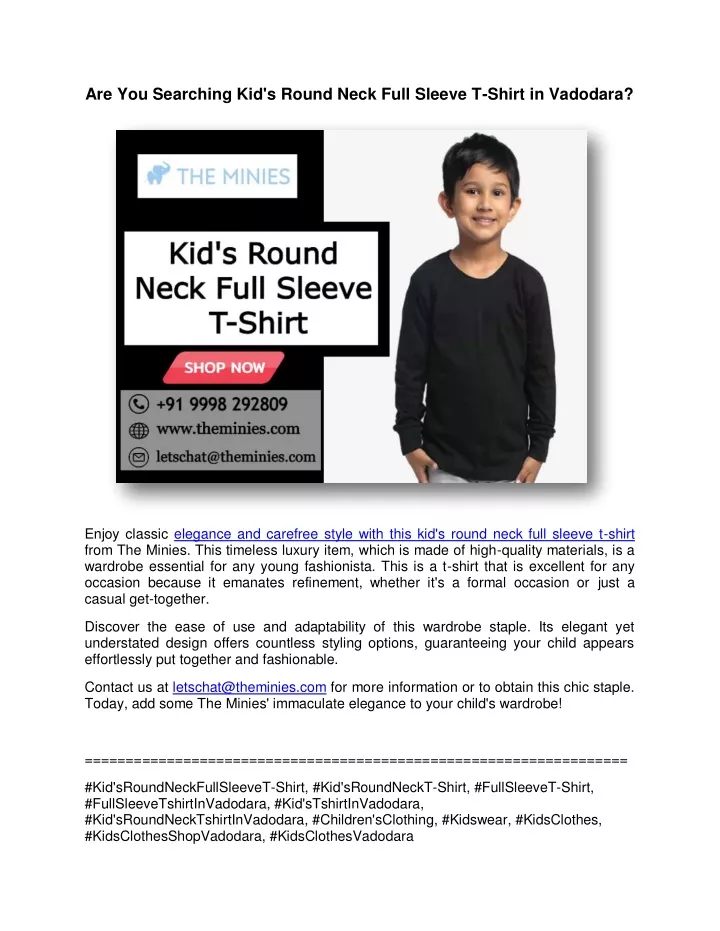 are you searching kid s round neck full sleeve