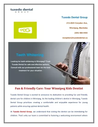 Fun & Friendly Care Your Winnipeg Kids Dentist