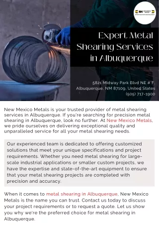Expert Metal Shearing Services in Albuquerque