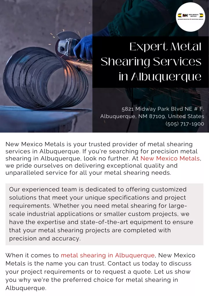 expert metal shearing services in albuquerque