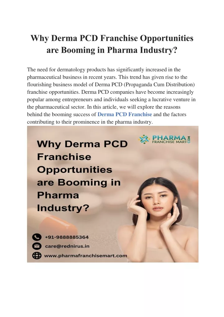 why derma pcd franchise opportunities are booming