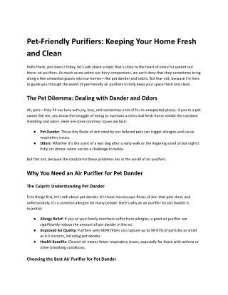 Pet-Friendly Purifiers_ Keeping Your Home Fresh and Clean