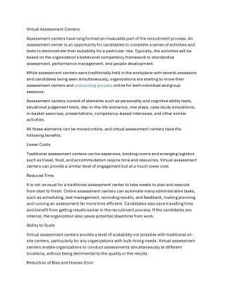 virtual assessment centers