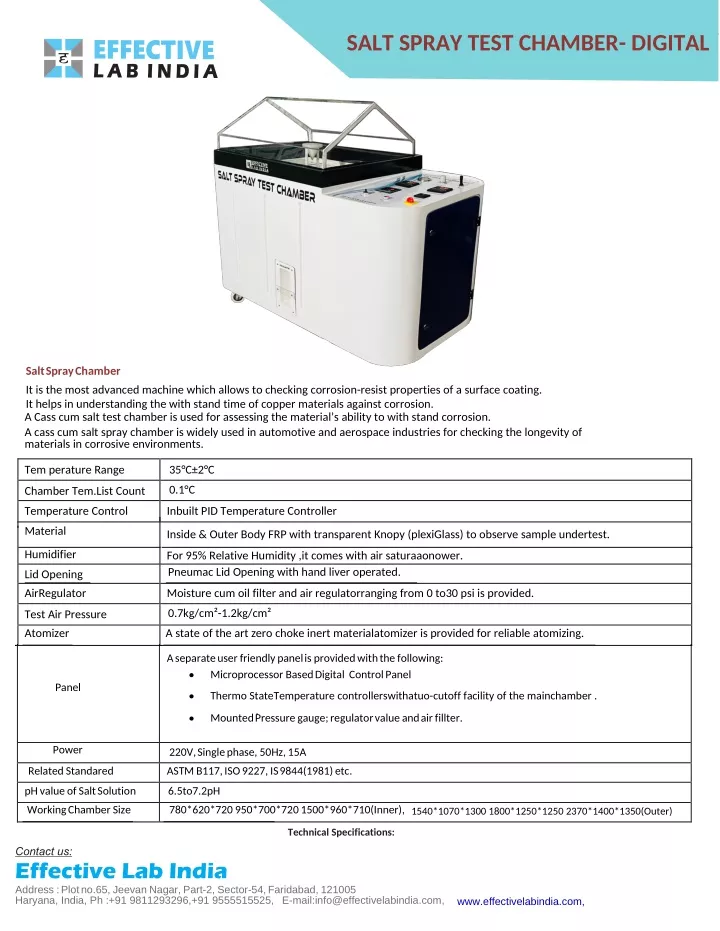 salt spray test chamber digital