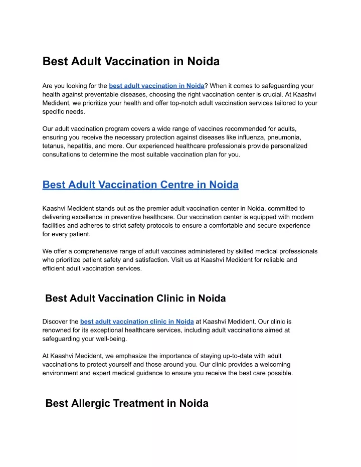 best adult vaccination in noida