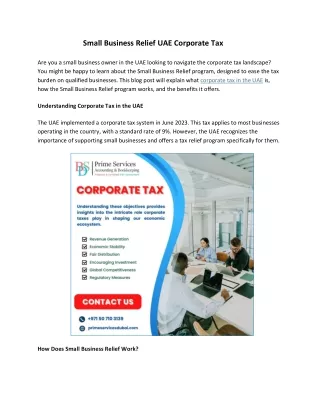 Small Businesses Can Benefit from UAE Corporate Tax Relief