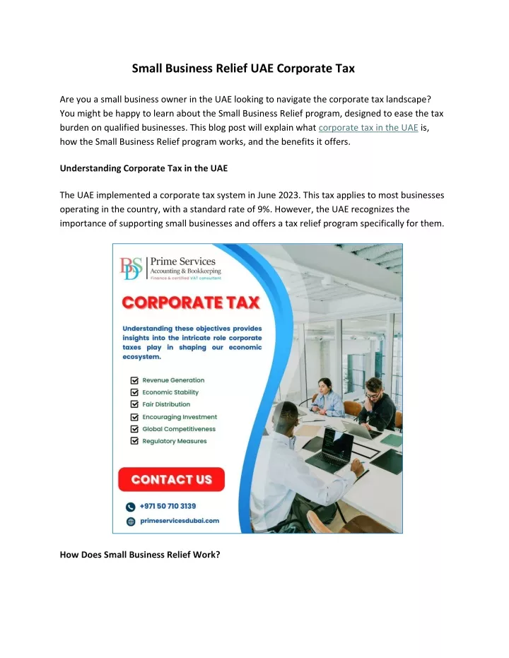 small business relief uae corporate