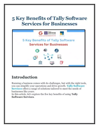5 Key Benefits of Tally Software Services for Businesses