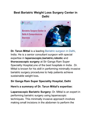 Best bariatric surgeon in delhi -Dr.Tarul Mittal