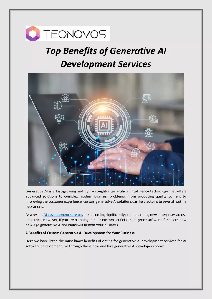 top benefits of generative ai development services
