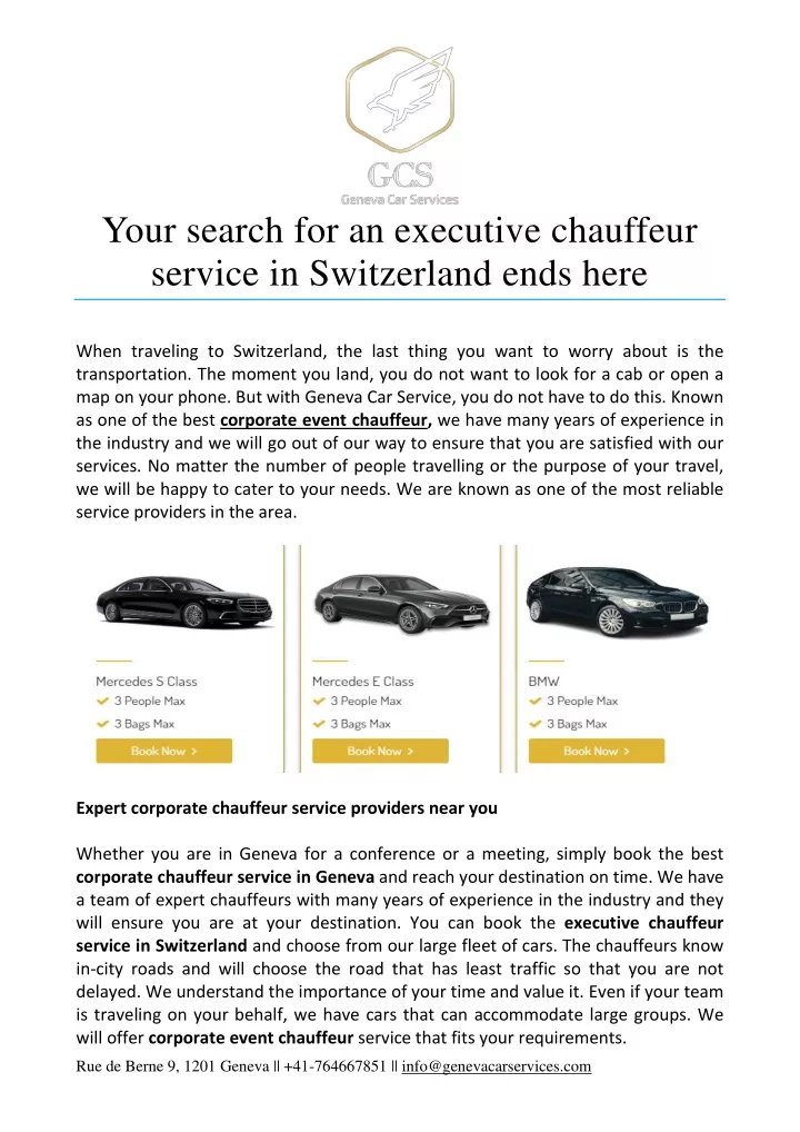 your search for an executive chauffeur service