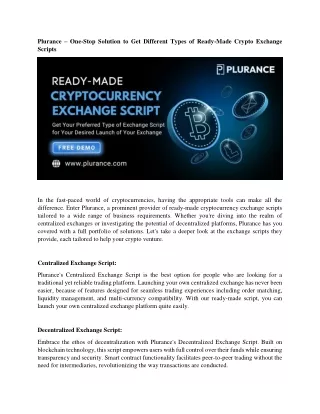 Plurance – Get a Free Live Demo of Ready-made Crypto Exchange Script