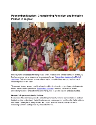 Poonamben Maadam- Championing Feminism and Inclusive Politics in Gujarat