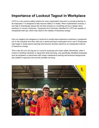 Importance of Lockout Tagout in Workplace