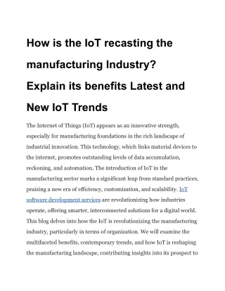 How is the IoT recasting the Manufacturing Industry (1)