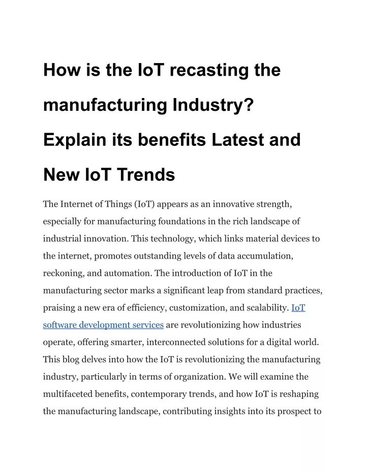 how is the iot recasting the