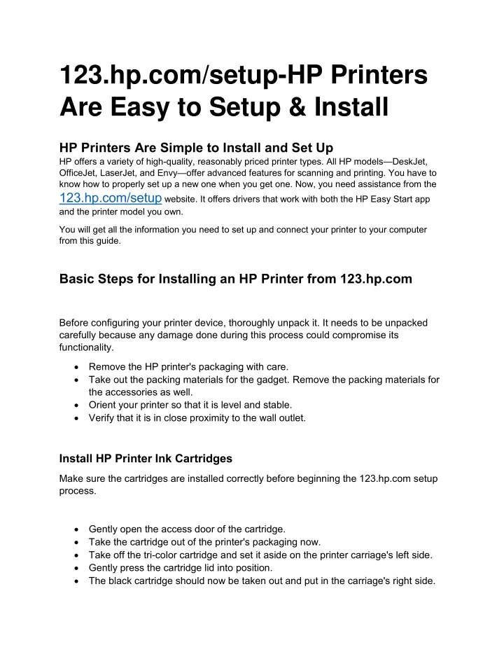 123 hp com setup hp printers are easy to setup