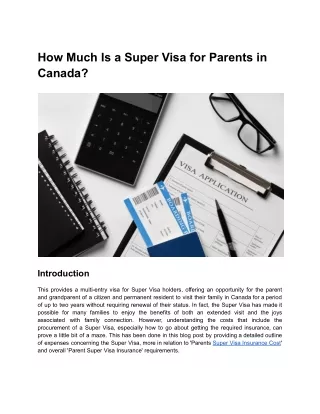 How much is a Super Visa for parents in Canada