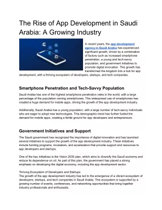 The Rise of App Development in Saudi Arabia A Growing Industry