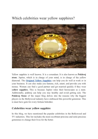 Which celebrities wear yellow sapphires?