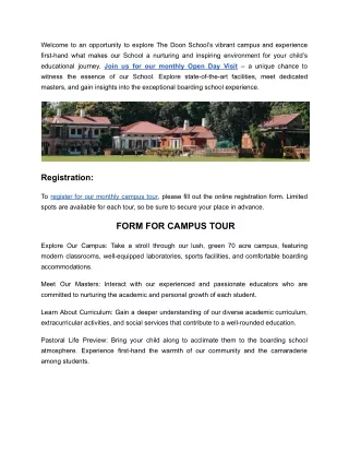 Join Us For An Open Day Visit! | Doon School