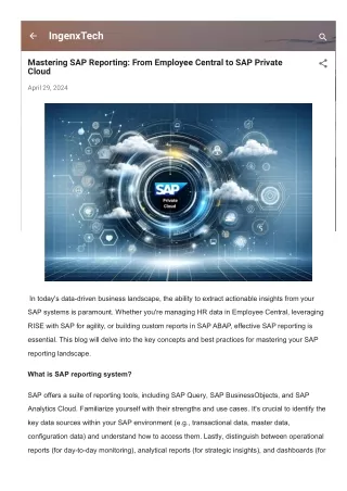 Mastering SAP Reporting From Employee Central to SAP Private Cloud
