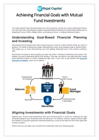 Achieving Financial Goals with Mutual Fund Investments