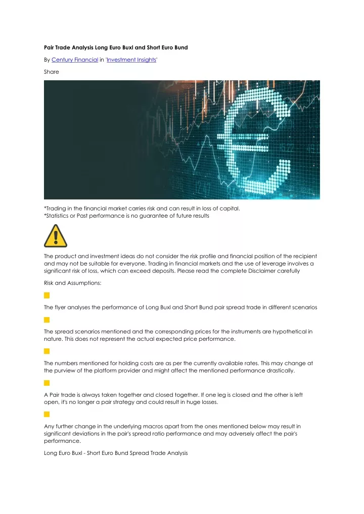 pair trade analysis long euro buxl and short euro