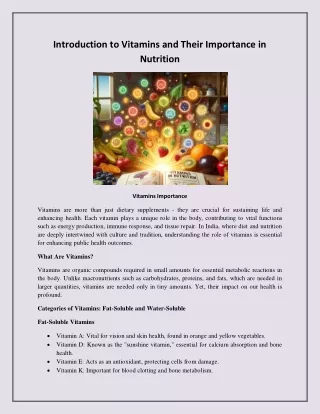 Introduction to Vitamins and Their Importance in Nutrition