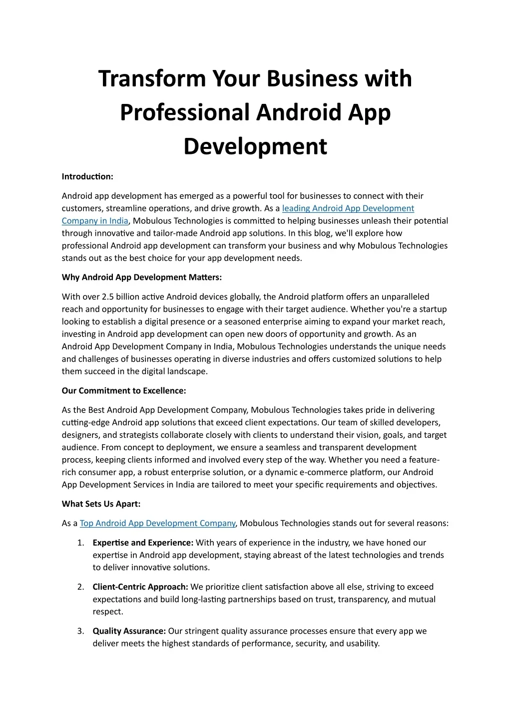 PPT - Transform Your Business with Professional Android App Development ...