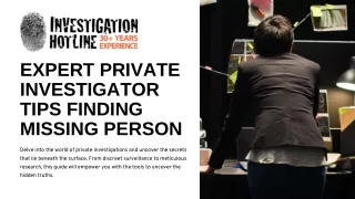 Techniques Use by Private Investigators Finding Missing Person