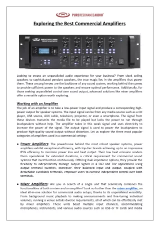 Pure Resonance Audio - Exploring the Best Commercial Amplifiers