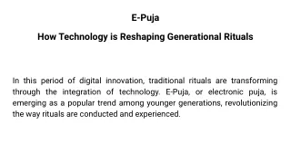 E-Puja: How Technology is Reshaping Generational Rituals