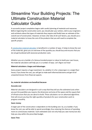 Streamline Your Building Projects- The Ultimate Construction Material Calculator Guide