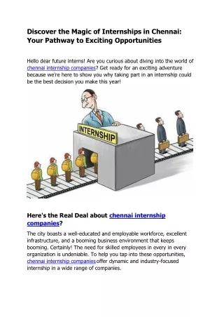 Discover the awesomeness of Internships in Chennai