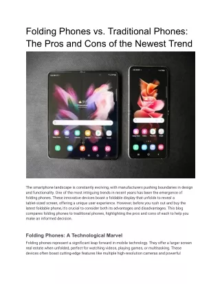 Folding Phones vs. Traditional Phones_ The Pros and Cons of the Newest Trend
