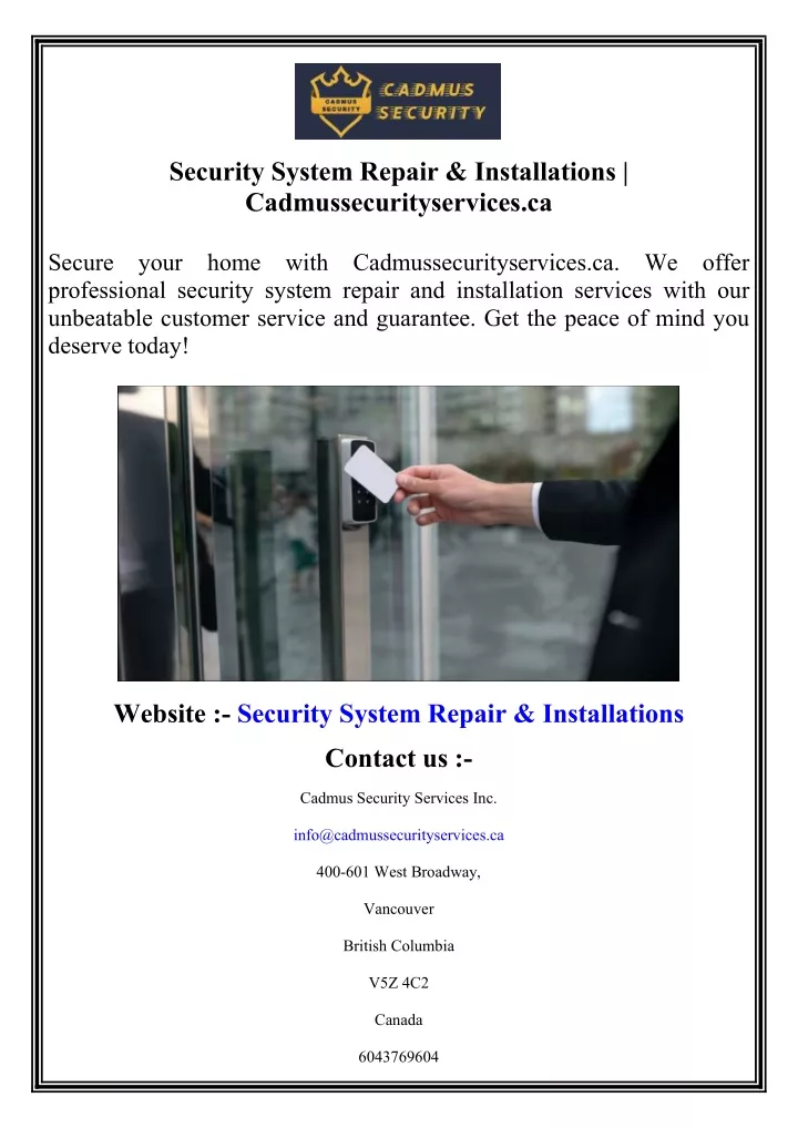 security system repair installations