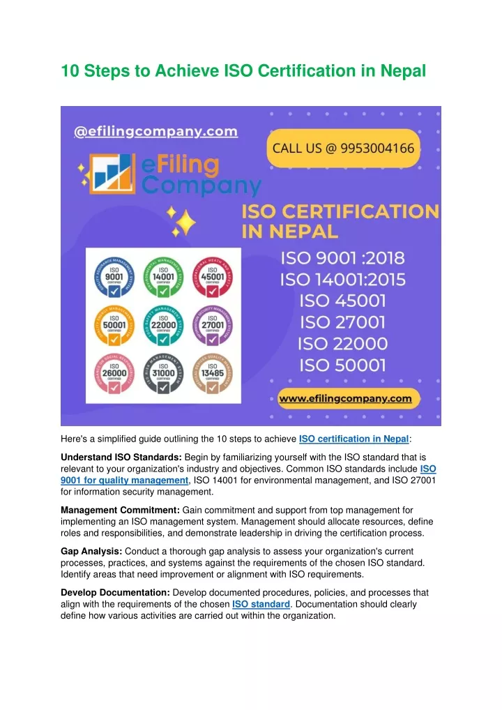 10 steps to achieve iso certification in nepal