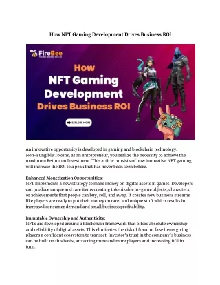 How NFT Gaming Development Drives Business ROI